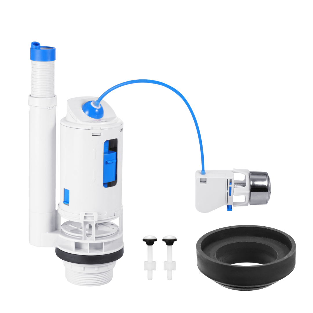 2 inch cable operated dual flush valve repair kit for two piece toilet with button bolts and rubber gasket