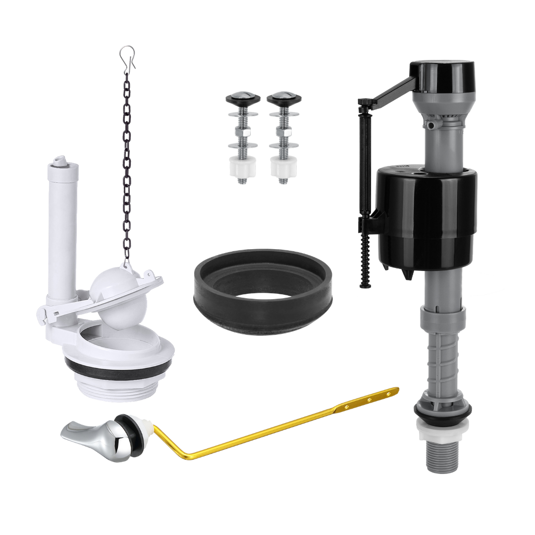Kit de reparación de tanque de inodoro de dos piezas de 3 pulgadas | Válvula de llenado ajustable y palanca de montaje lateral